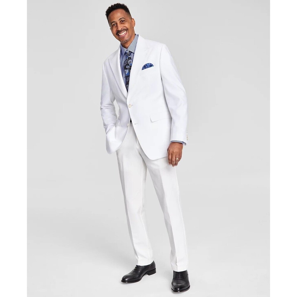 $295 NEW TAYION BY MONTEE HOLLAND Mens 48R White Blazer Sport Coat Suit Jacket - Picture 2 of 5